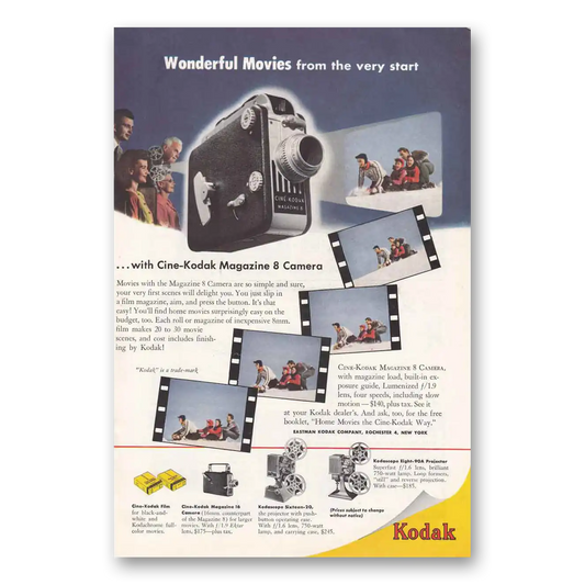 1948 Cine Kodak Magazine 8 Camera Wonderful Movies Vintage Magazine Print Ad