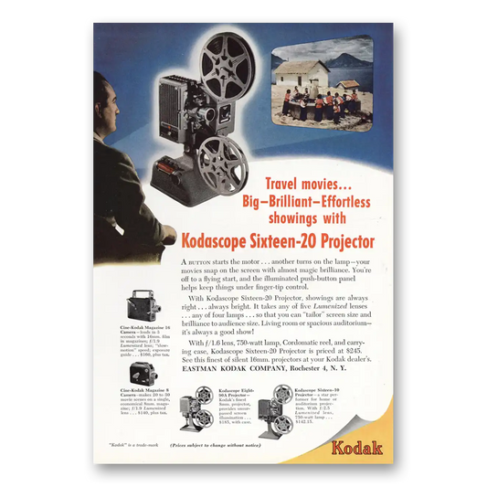 1948 Kodak Projector Kodascope Sixteen 20 Projector Vintage Magazine Print Ad