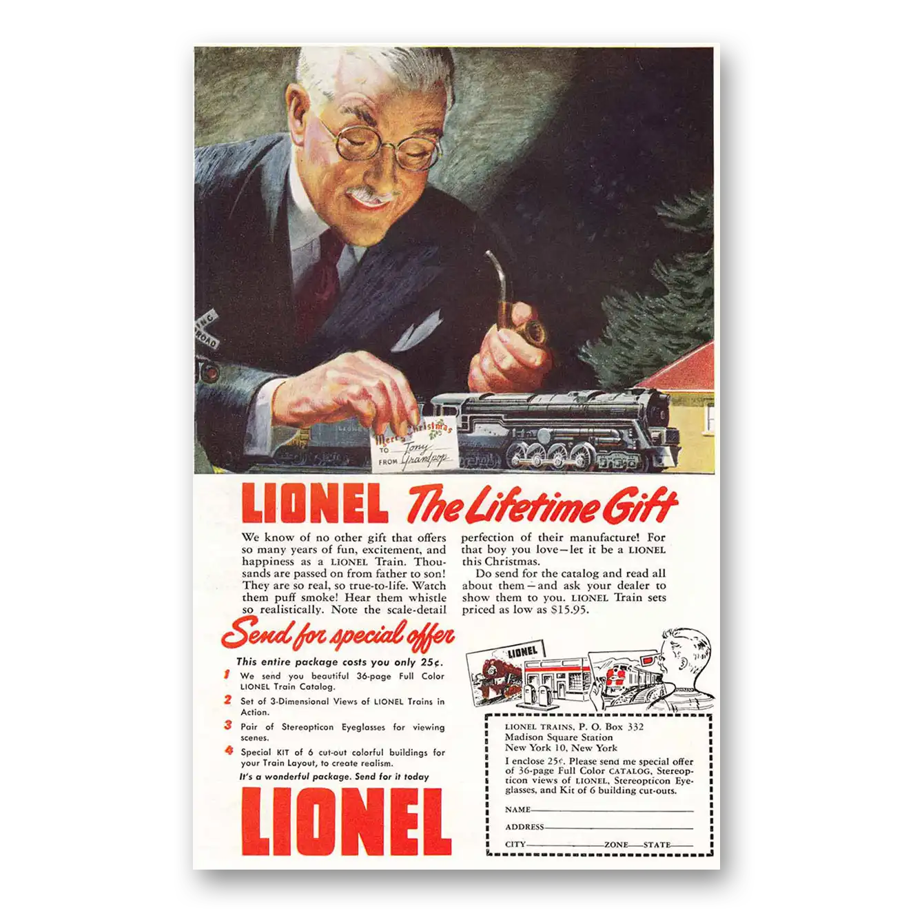 1948 Lionel Trains Lifetime Gift Vintage Magazine Print Ad