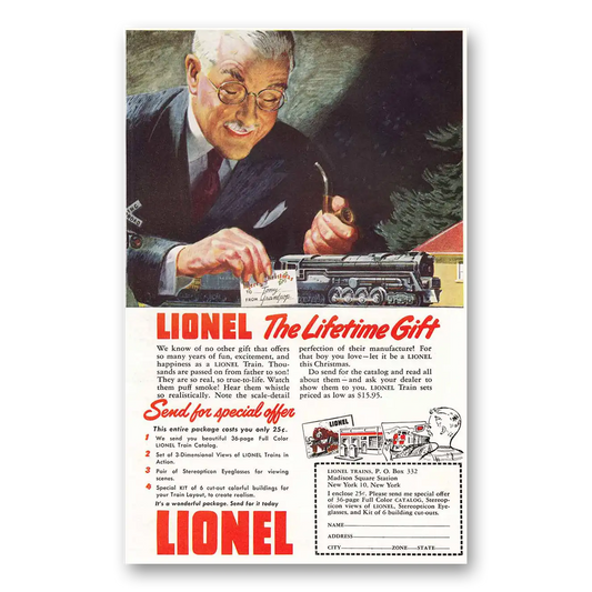 1948 Lionel Trains Lifetime Gift Vintage Magazine Print Ad