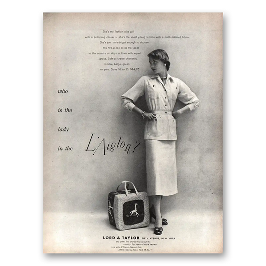 1948 Lord & Taylor Who Is the Lady In the Laiglon Vintage Magazine Print Ad