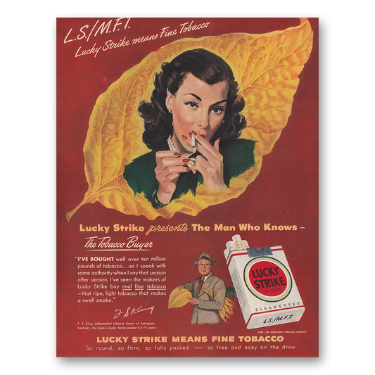 1948 Lucky Strike Cigarettes Man Who Knows The Tobacco Buyer Vintage Magazine Print Ad