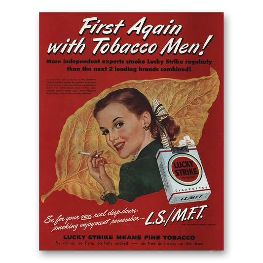 1948 Lucky Strike Cigarettes Independent Experts Vintage Magazine Print Ad