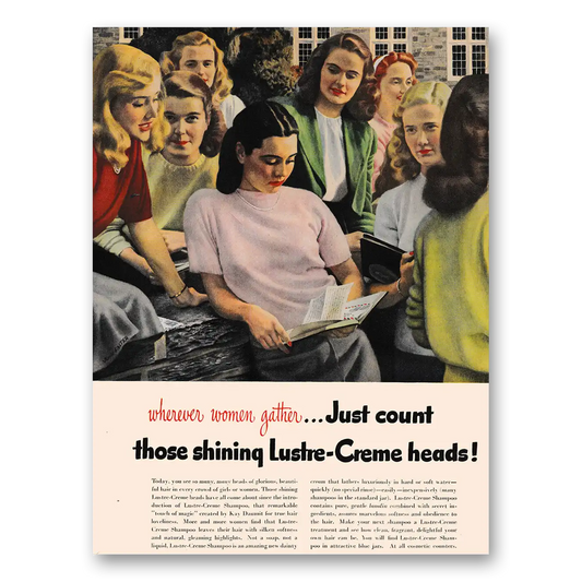 1948 Lustre Creme Shampoo Wherever Women Gather Vintage Magazine Print Ad