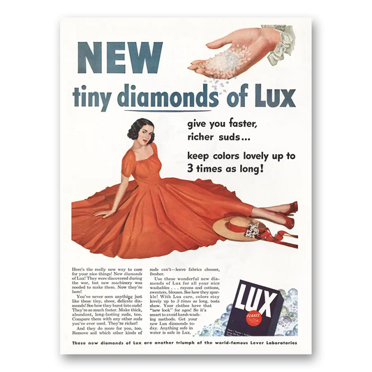 1948 Lux Soap Faster Richer Suds Vintage Magazine Print Ad