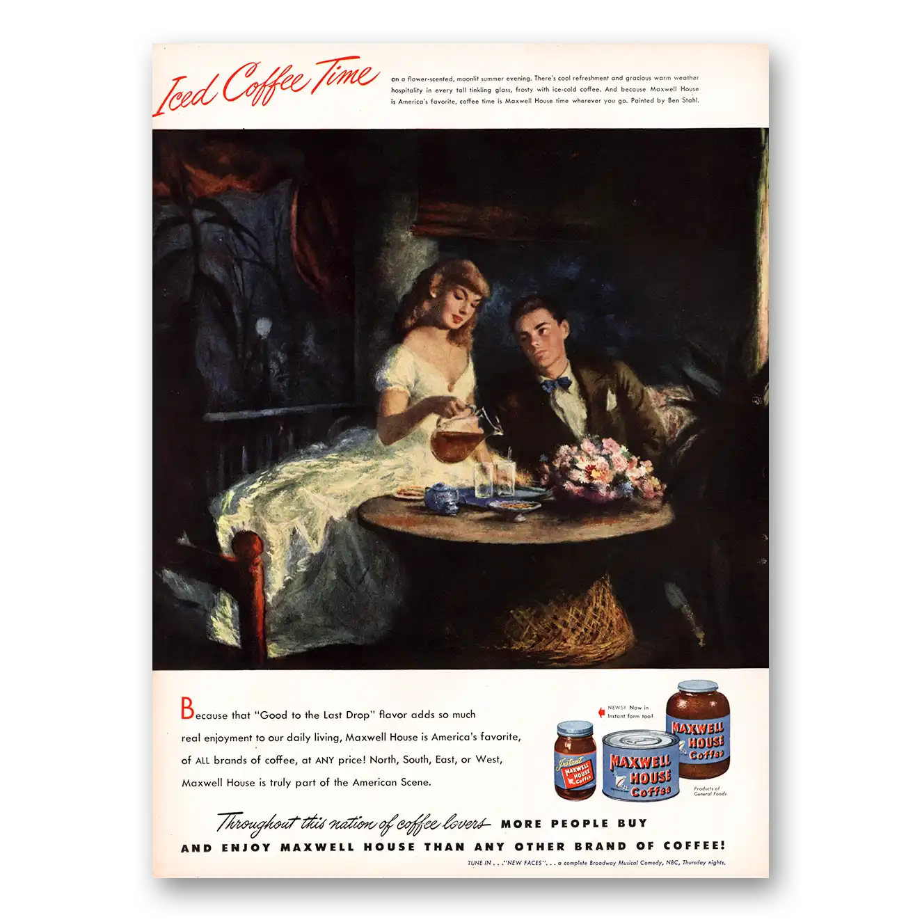 1948 Maxwell House Coffee Iced Coffee Time Vintage Magazine Print Ad