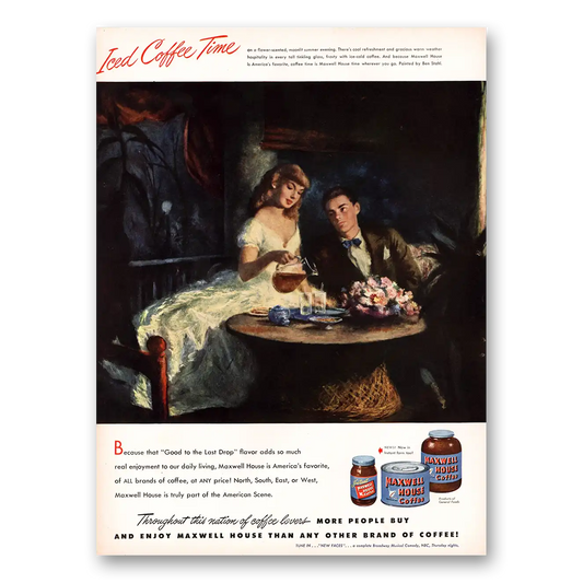 1948 Maxwell House Coffee Iced Coffee Time Vintage Magazine Print Ad