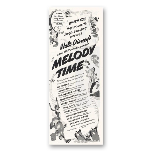 1948 Melody Time Promo Roy Rogers Laugh and Sing Picture Vintage Magazine Print Ad