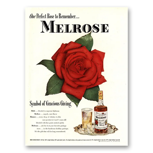 1948 Melrose Whiskey Symbol of Gracious Giving Vintage Magazine Print Ad