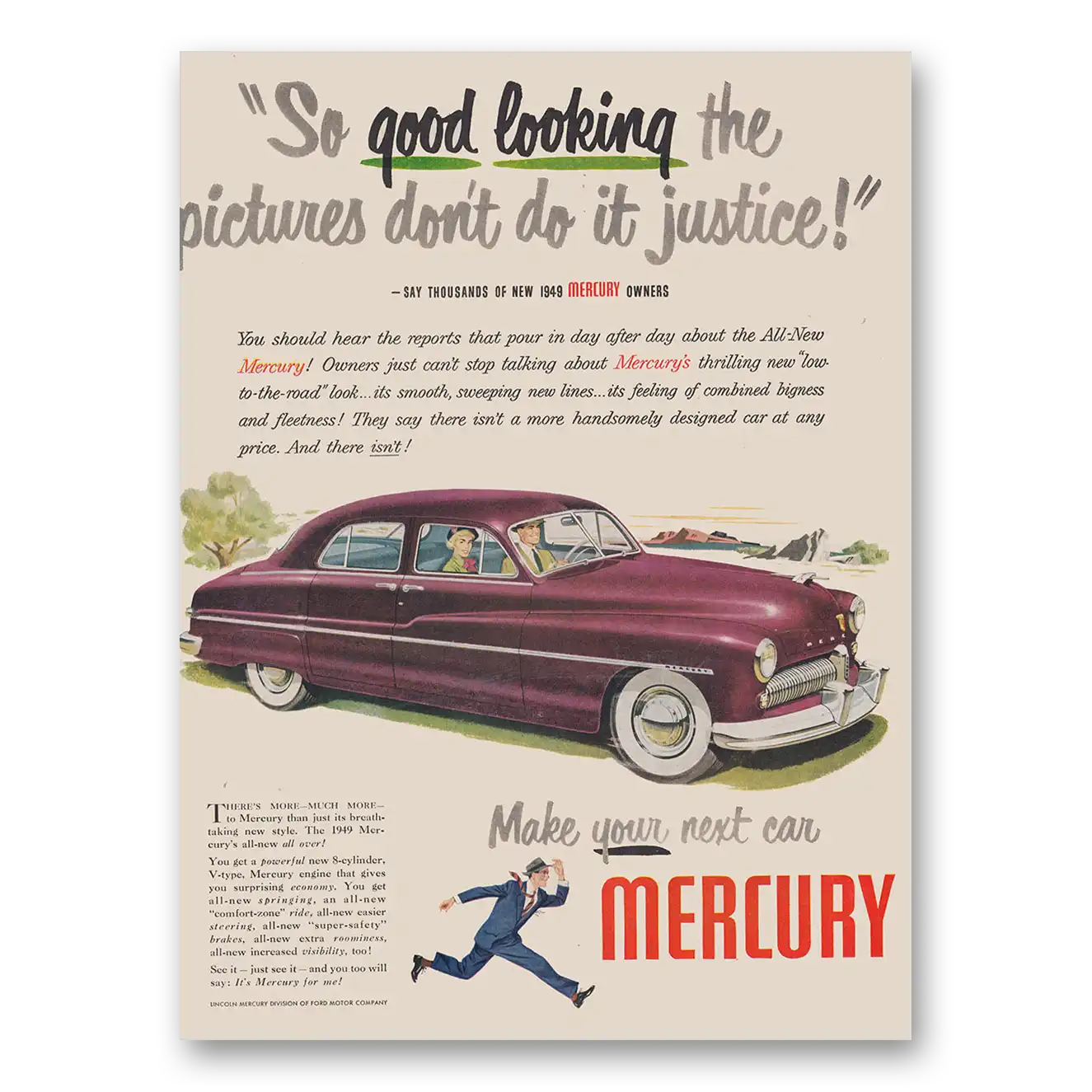 1948 Mercury So Good Looking the Pictures Don’t Do It Justice Vintage Magazine Print Ad