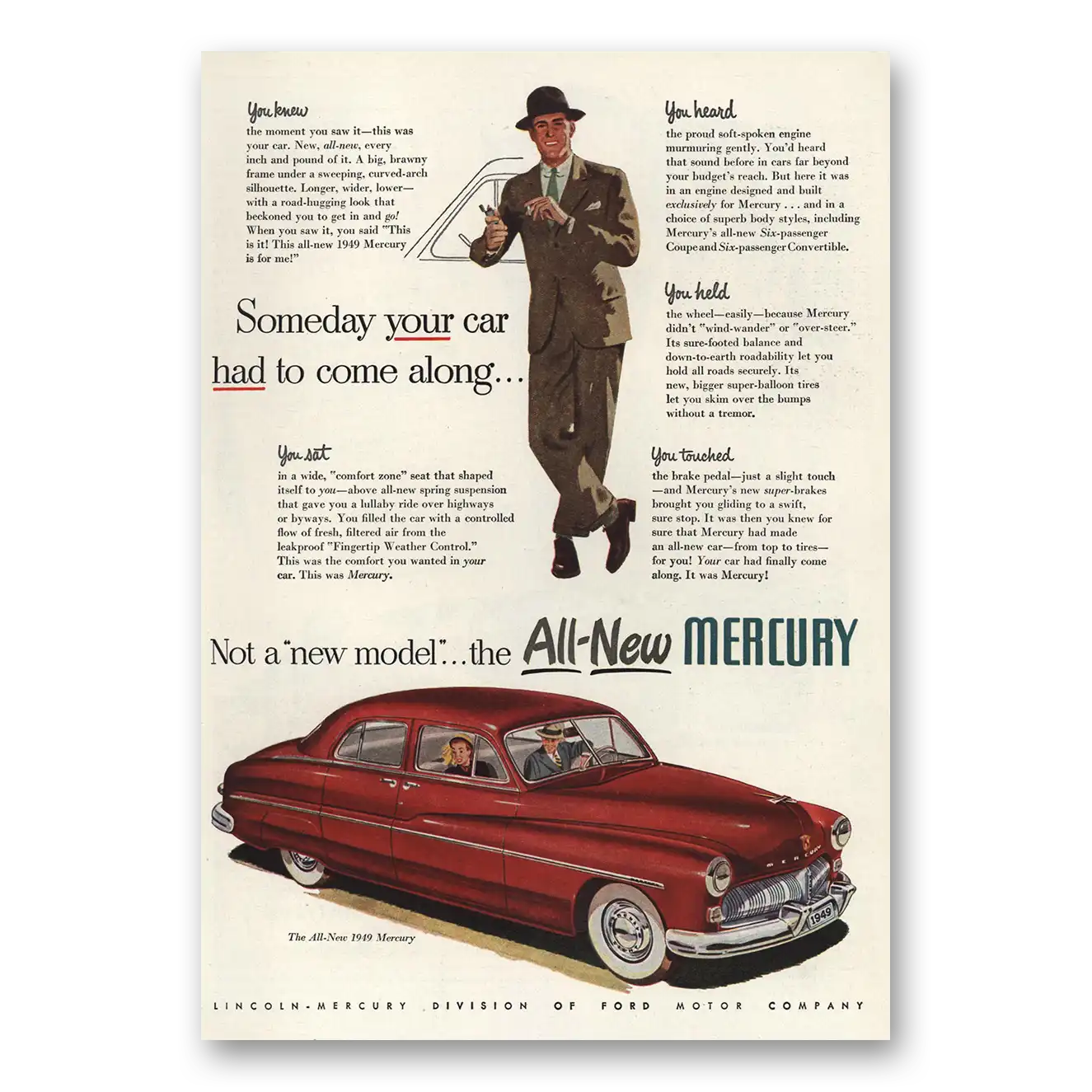 1948 Mercury Someday Your Car Had to Come Along Vintage Magazine Print Ad