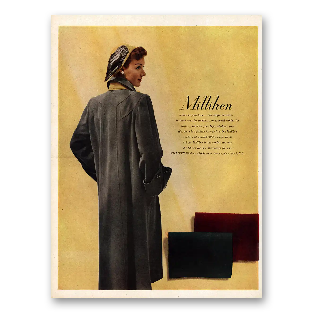 1948 Milliken Coats Tailors To Your Taste Vintage Magazine Print Ad