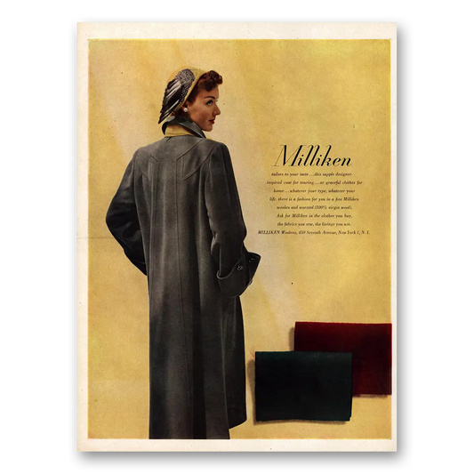 1948 Milliken Coats Tailors To Your Taste Vintage Magazine Print Ad