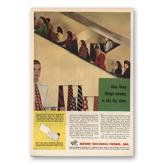 1948 Moore Business Forms Keep Things Moving Vintage Magazine Print Ad