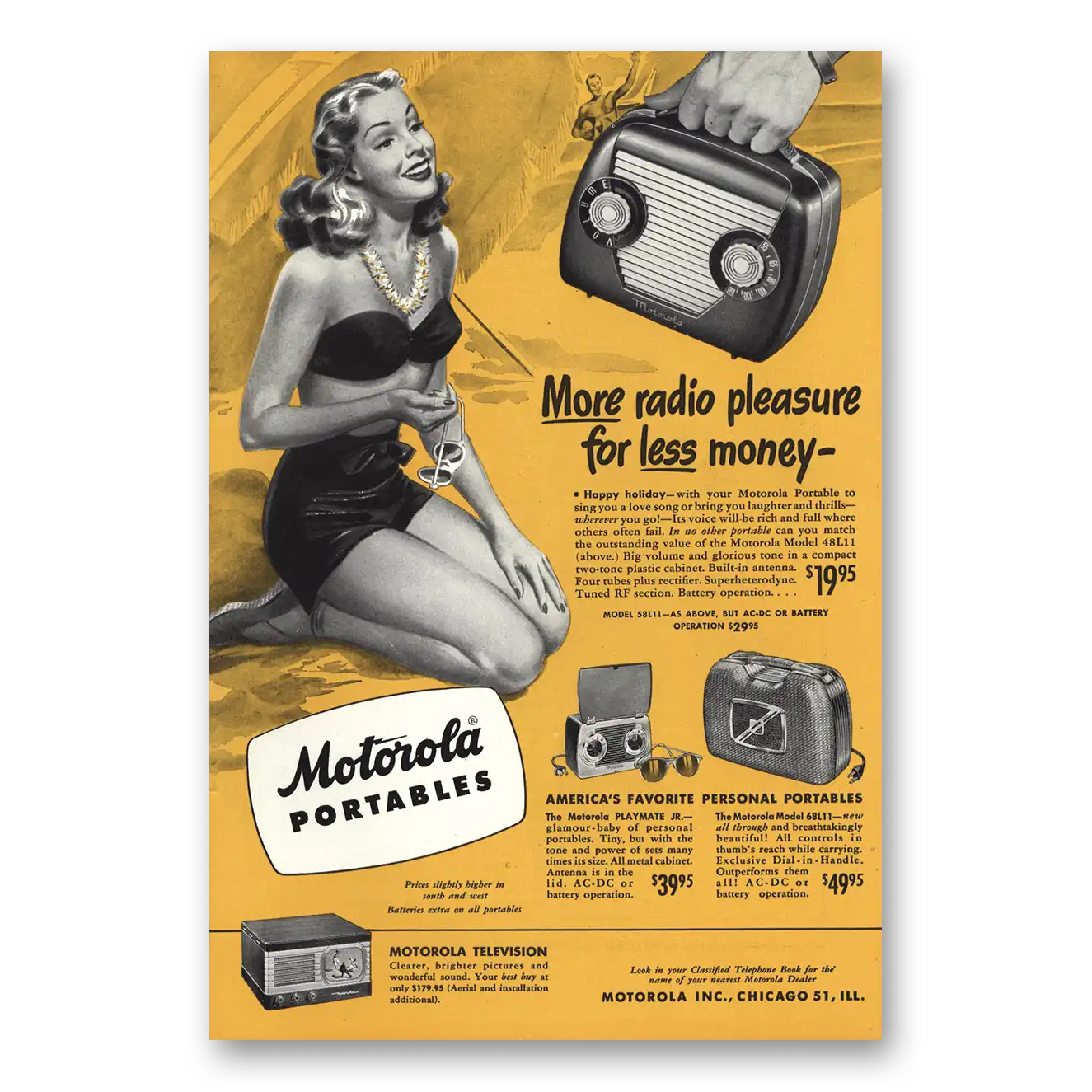 1948 Motorola Radio More Radio Pleasure Vintage Magazine Print Ad