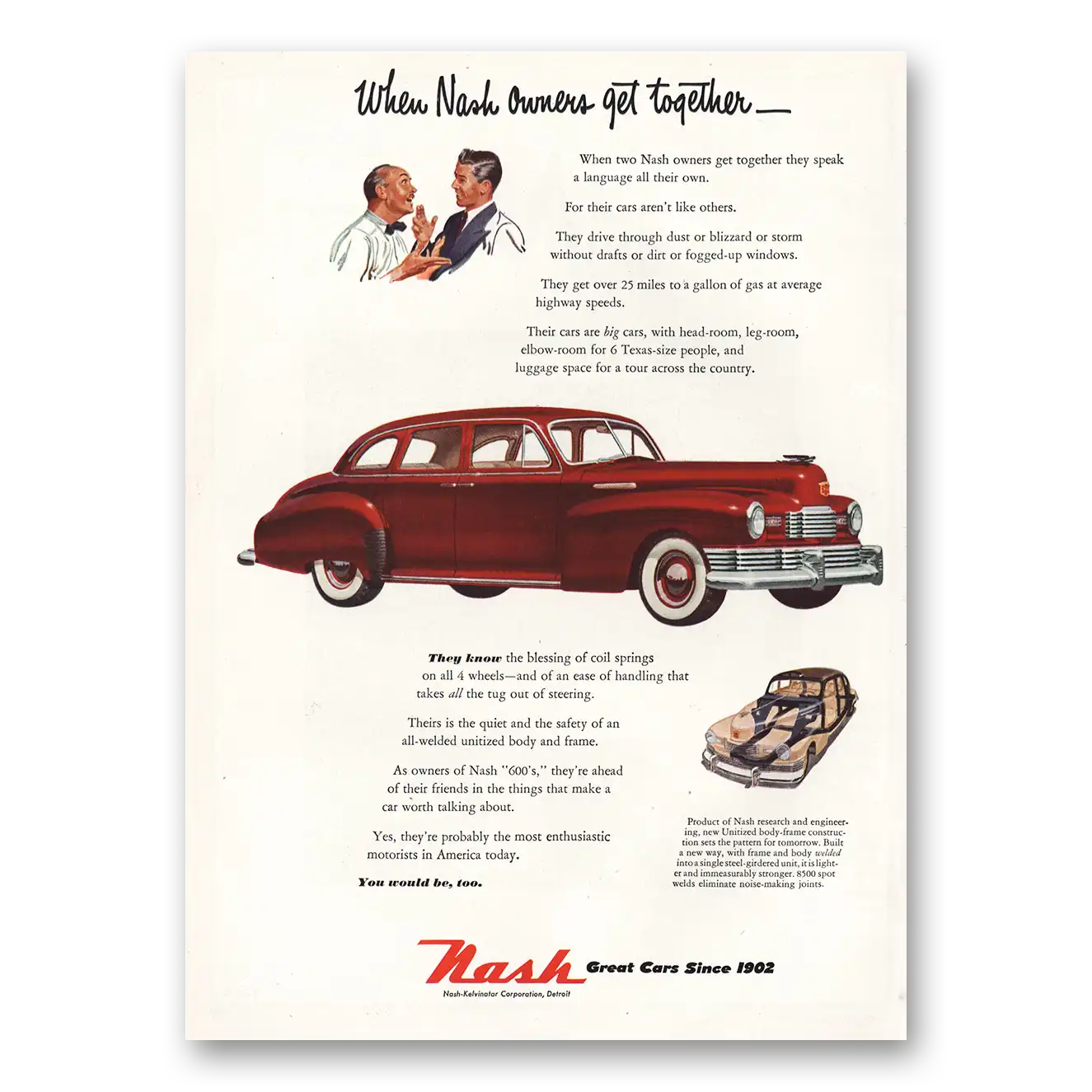 1948 Nash Motors Owners Get Together Vintage Magazine Print Ad