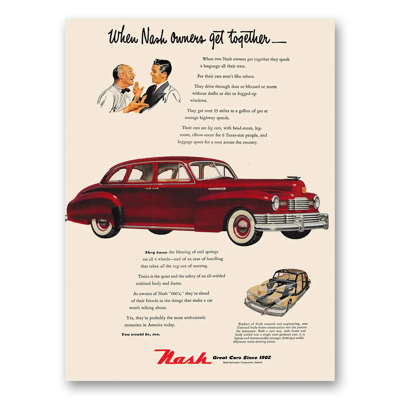 1948 Nash Motors When Nash Owners Get Together Vintage Magazine Print Ad