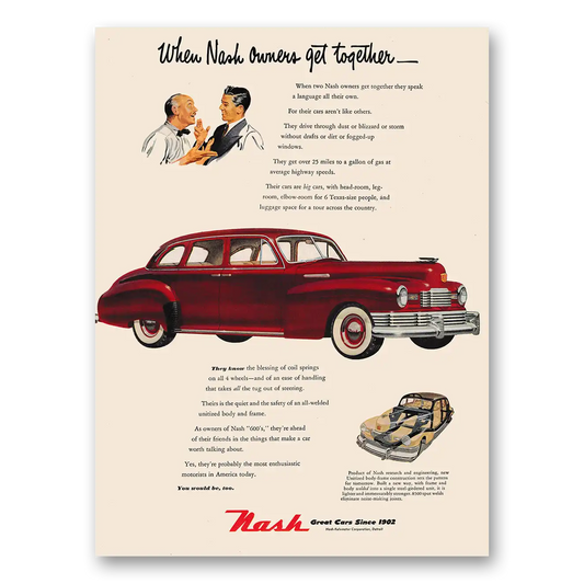 1948 Nash Motors When Nash Owners Get Together Vintage Magazine Print Ad