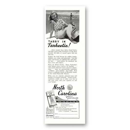 1948 North Carolina Tarry in Tarhellia Vintage Magazine Print Ad