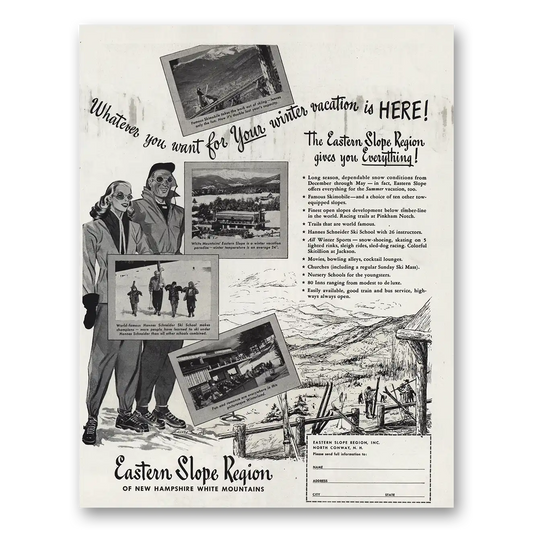 1948 New Hampshire Eastern Slope Region Vintage Magazine Print Ad