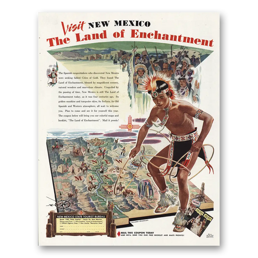 1948 New Mexico Spanish Conquistadores Vintage Magazine Print Ad