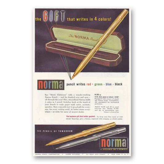 1948 Norma Pencil Writes Red Green Blue Vintage Magazine Print Ad