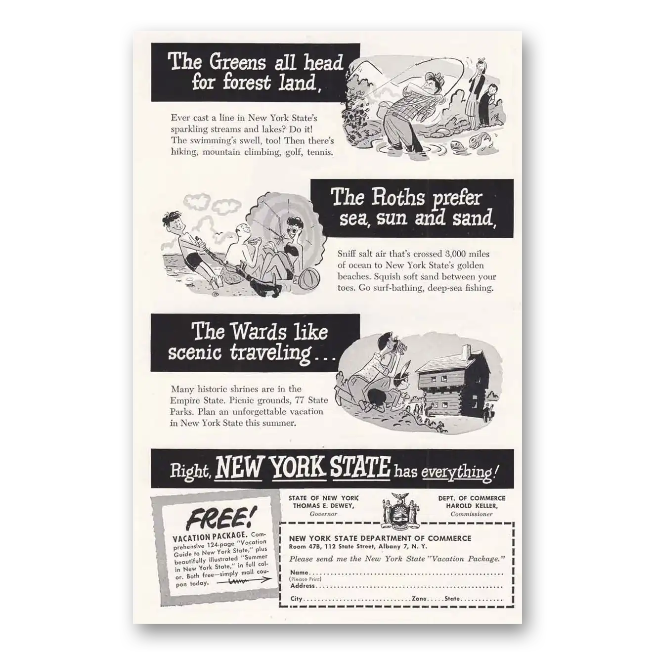 1948 New York Greens All Head For Forest Land Vintage Magazine Print Ad