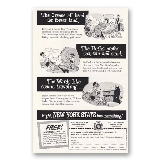 1948 New York Greens All Head For Forest Land Vintage Magazine Print Ad