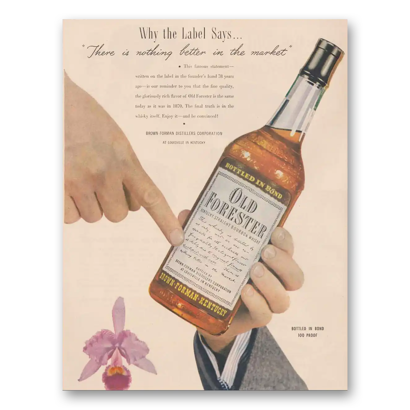 1948 Old Forester Whisky Nothing Better In the Market Vintage Magazine Print Ad