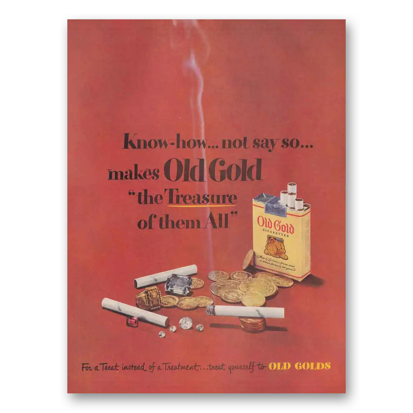 1948 Old Gold Cigarettes Know How Not Say So Vintage Magazine Print Ad