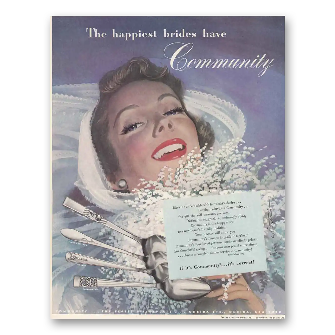 1948 Community Silverplate Community Bride Vintage Magazine Print Ad