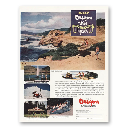 1948 Oregon Territorial Centennial Vintage Magazine Print Ad