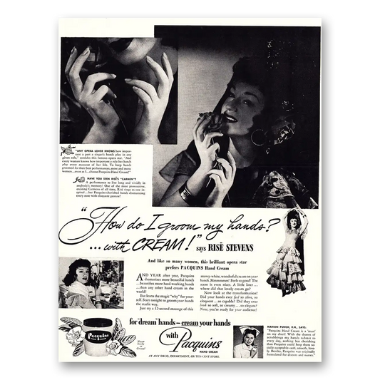 1948 Pacquins Hand Cream Rise Stevens Vintage Magazine Print Ad