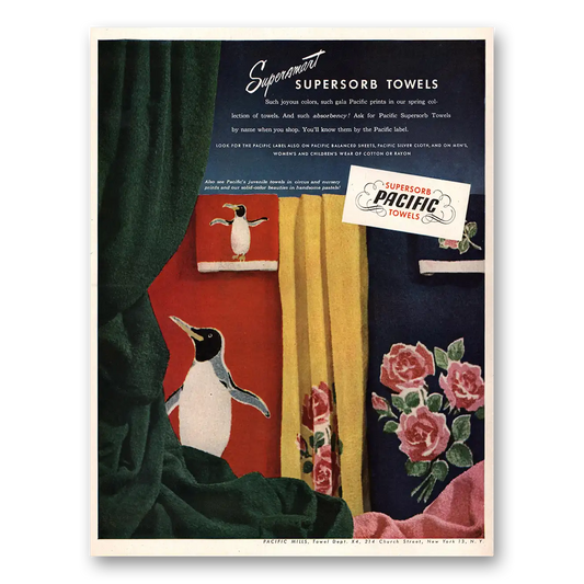 1948 Pacific Towels Supersmart Supersorb Vintage Magazine Print Ad