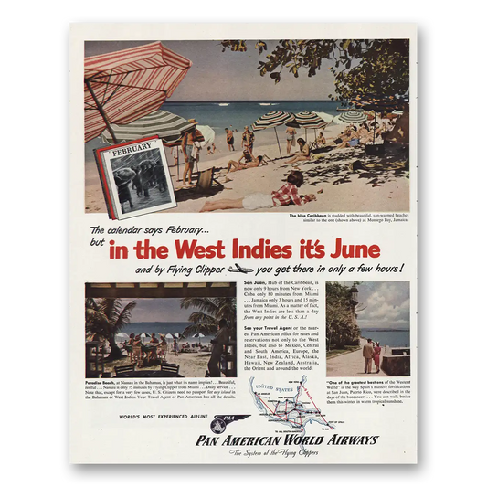1948 Pan Am In the West Indies Vintage Magazine Print Ad