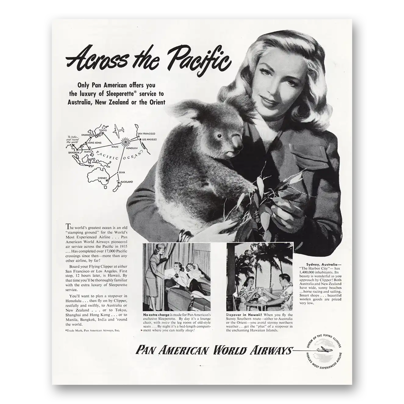 1948 Pan Am Across the Pacific Vintage Magazine Print Ad