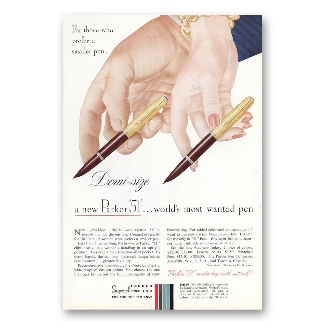 1948 Parker 51 Pen Demi Size Parker 51 Vintage Magazine Print Ad