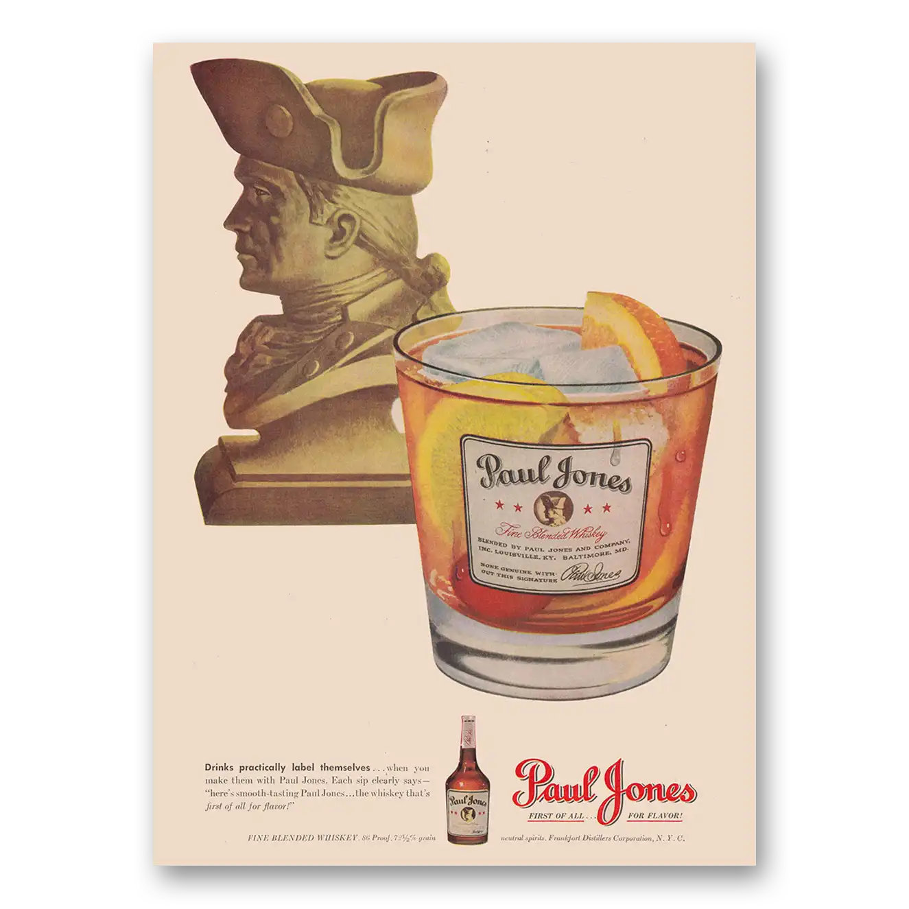 1948 Paul Jones Whiskey Drinks Practically Label Themselves Vintage Magazine Print Ad