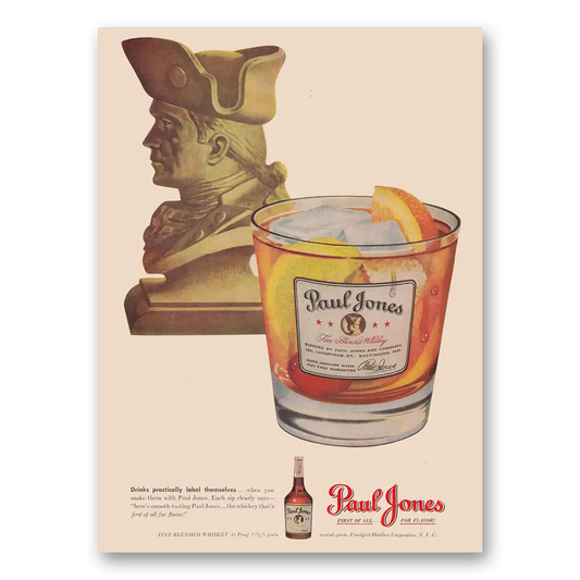 1948 Paul Jones Whiskey Drinks Practically Label Themselves Vintage Magazine Print Ad