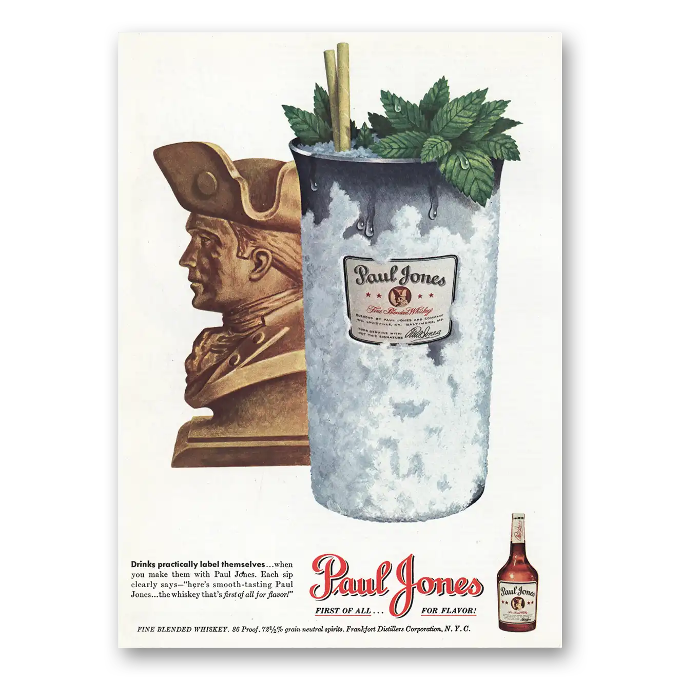 1948 Paul Jones Whiskey Drinks Practically Label Themselves Vintage Magazine Print Ad