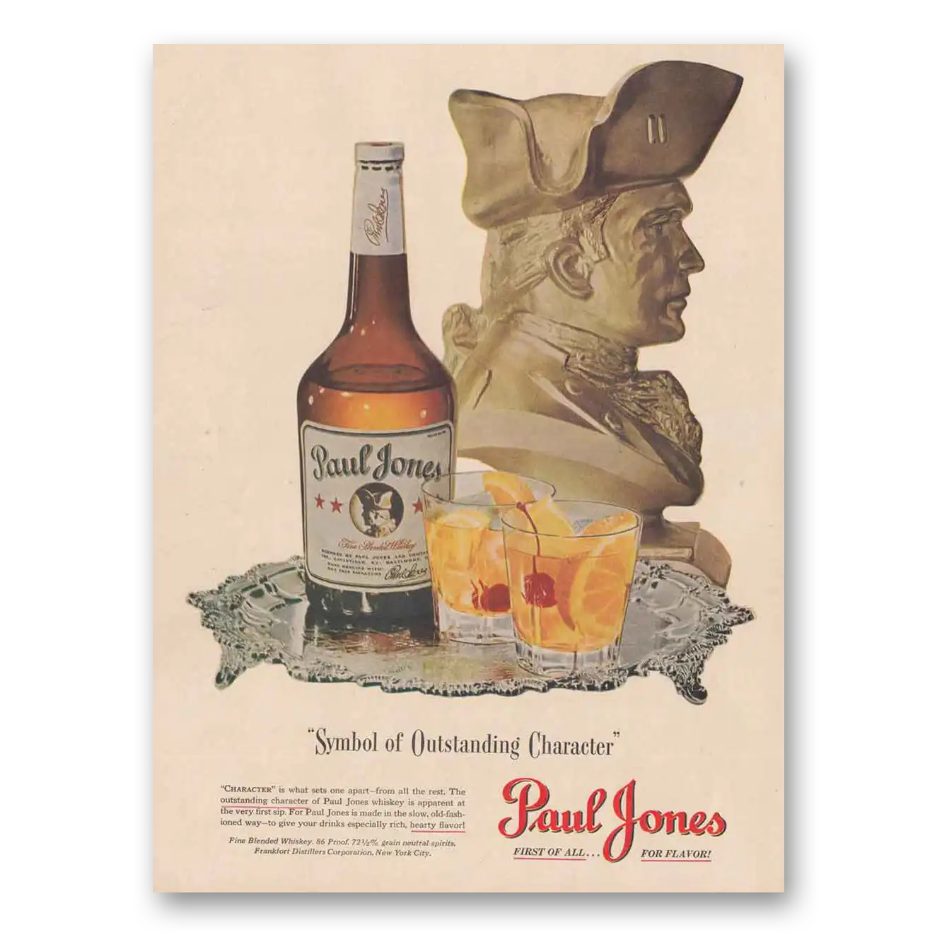 1948 Paul Jones Whiskey Symbol of Outstanding Character Vintage Magazine Print Ad