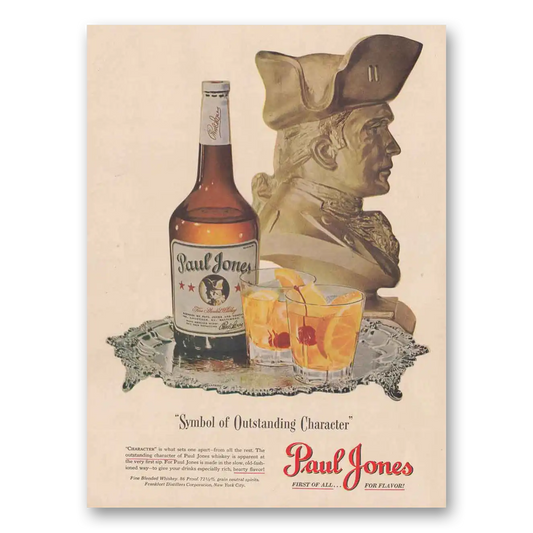 1948 Paul Jones Whiskey Symbol of Outstanding Character Vintage Magazine Print Ad