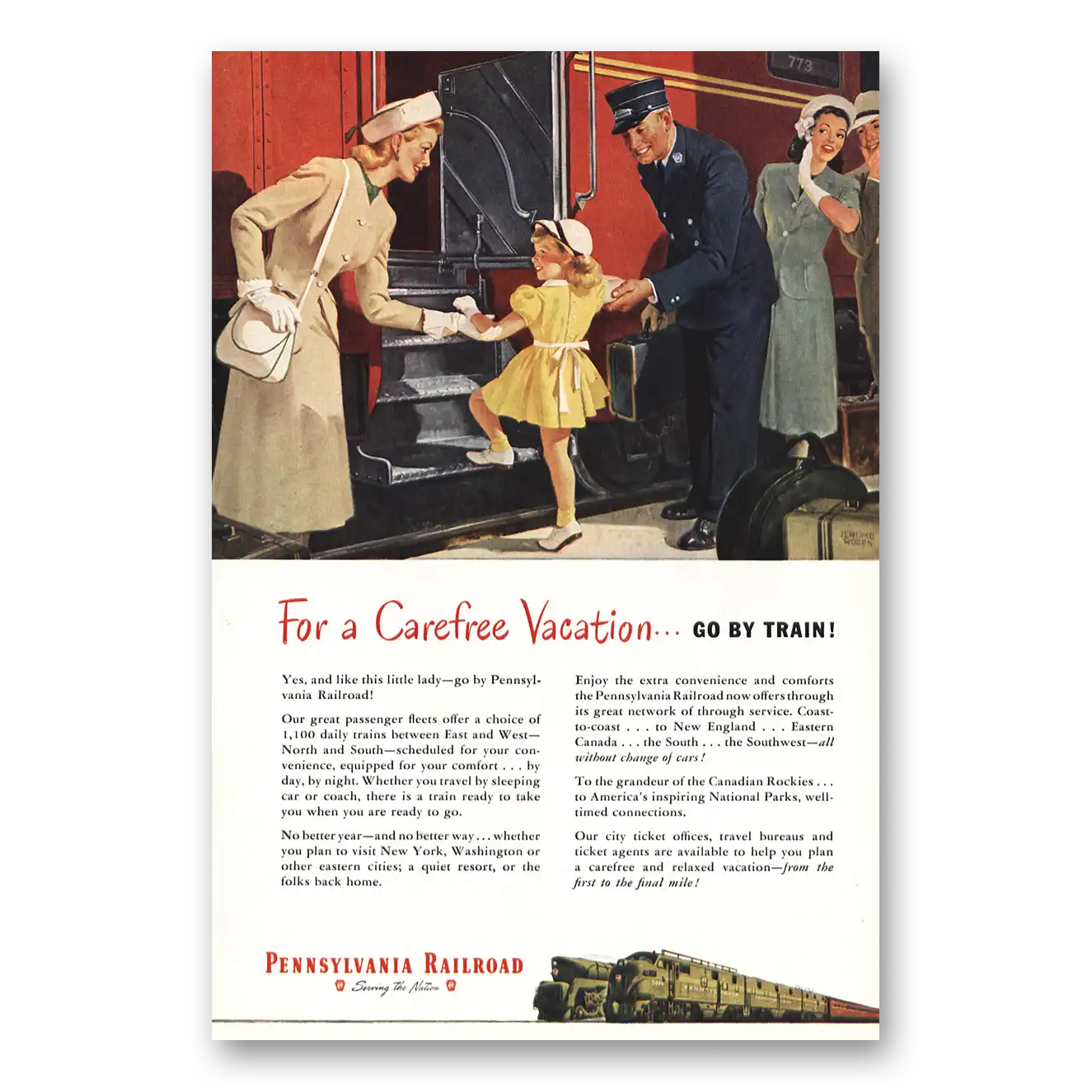 1948 Pennsylvania Railroad Like This Little Lady Vintage Magazine Print Ad