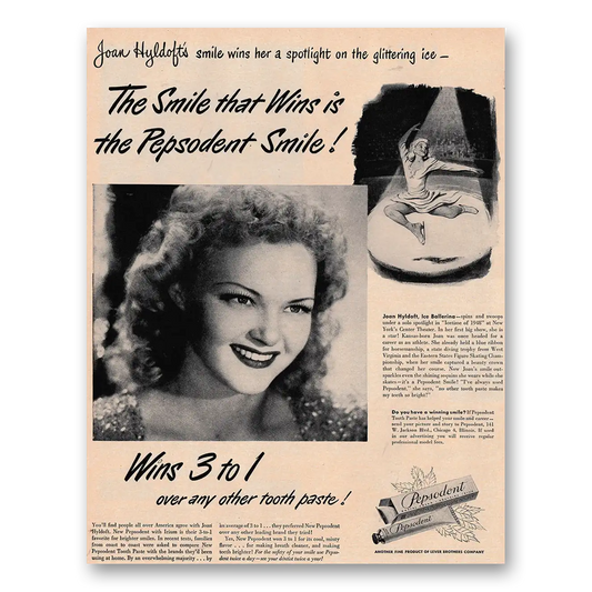 1948 Pepsodent Smile That Wins Joan Hyldoft Vintage Magazine Print Ad