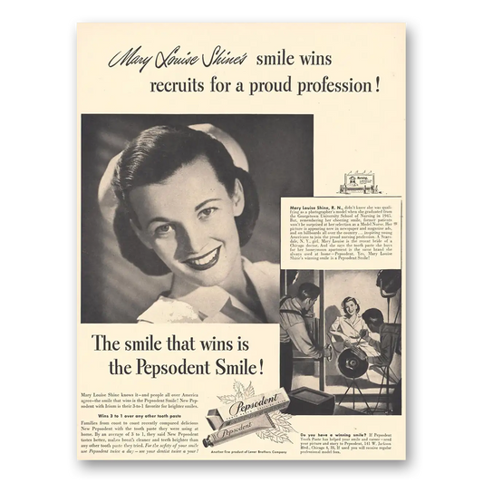 1948 Pepsodent Mary Louise Shines Smile Vintage Magazine Print Ad