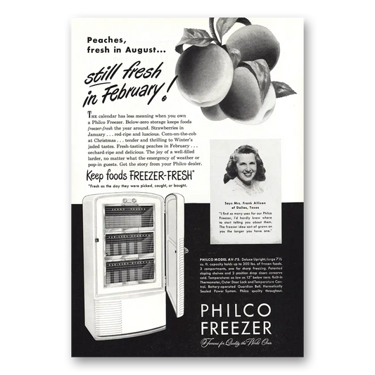 1948 Philco Freezer Peaches Fresh in August Vintage Magazine Print Ad