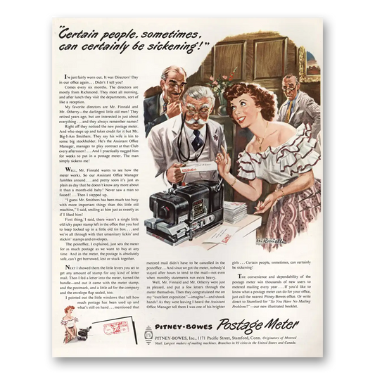 1948 Pitney Bowes Postage Meter Certain People Sometimes Vintage Magazine Print Ad