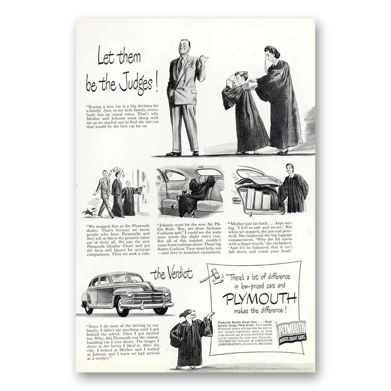 1948 Plymouth Let Them Be the Judges Graduation Vintage Magazine Print Ad