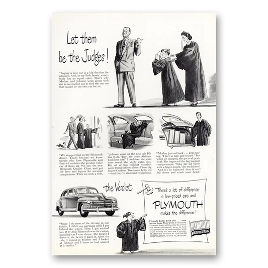 1948 Plymouth Let Them Be the Judges Graduation Vintage Magazine Print Ad