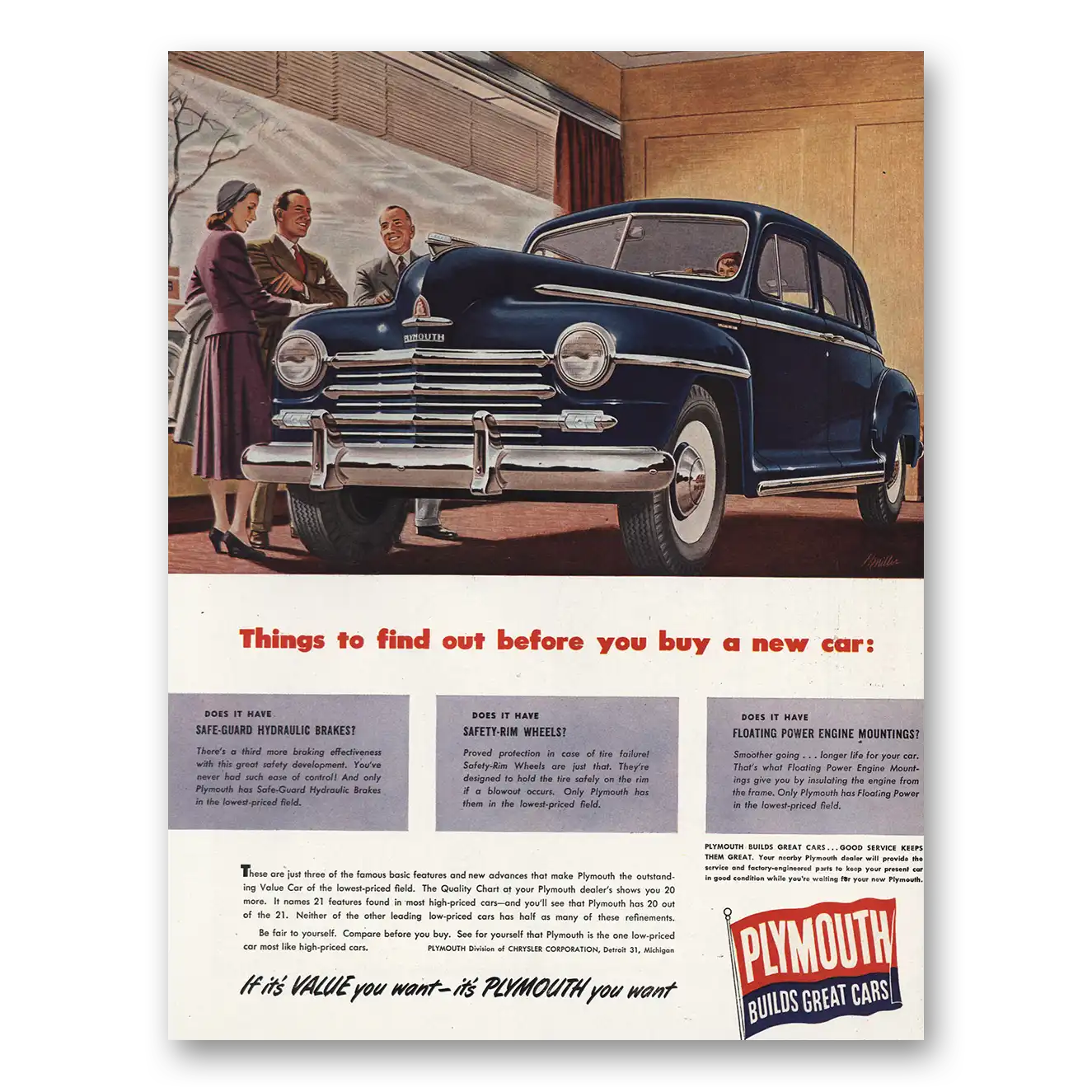 1948 Plymouth Before You Buy New Car Vintage Magazine Print Ad